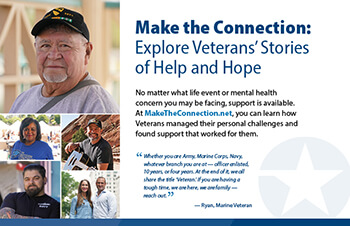 A text graphic with a compilation of multiple Veterans looking ahead and smiling.